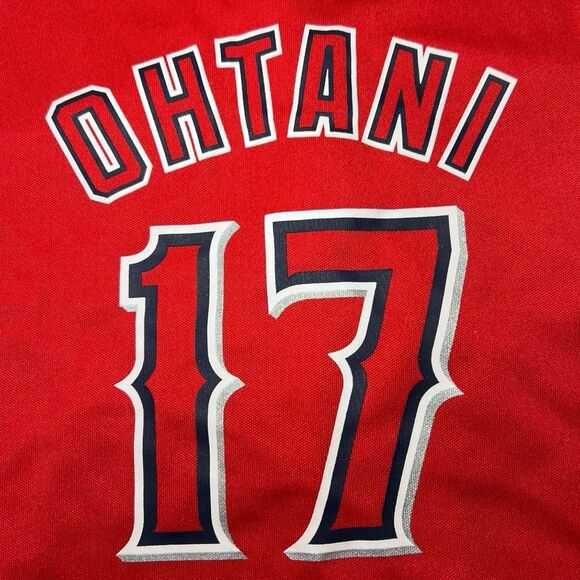 MLBPA SHOHEI OHTANI #17 Pet Dog Red T-shirt MLB Los Angeles Angels Size L - Picture 6 of 9